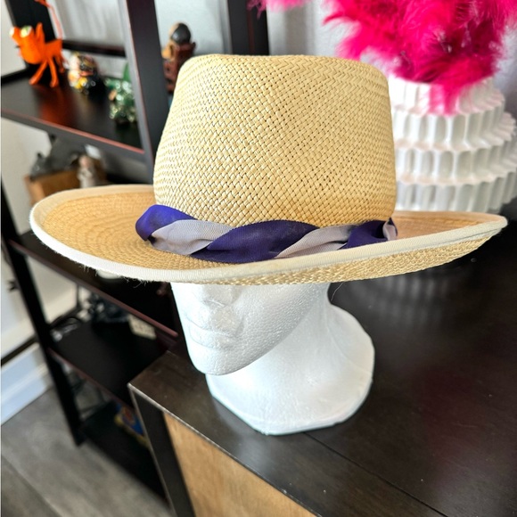 Brooks Brothers Straw Fedora Purple Ribbon Band main image 6